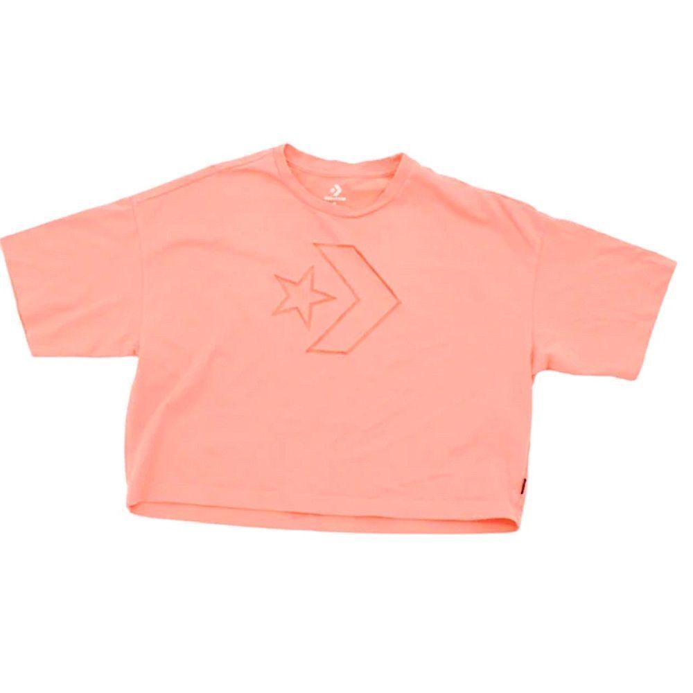 CONVERSE chuck Taylor woman’s peach crew neck crop top t shirt 100% cotton S